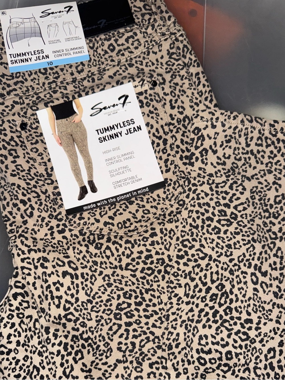 Seven7 Leopard Print Skinny Jeans in Beige and Black